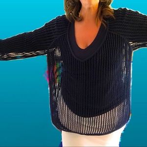 Free People Navy Ocean-net Sweater